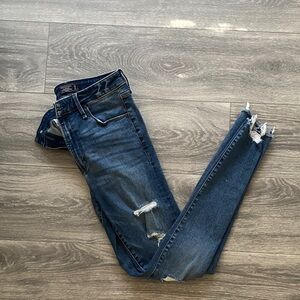 Abercrombie & Fitch Dark Blue Distressed Skinny Jeans